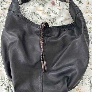 Kenneth Cole Black Leather Hobo Bag (early 2000s)